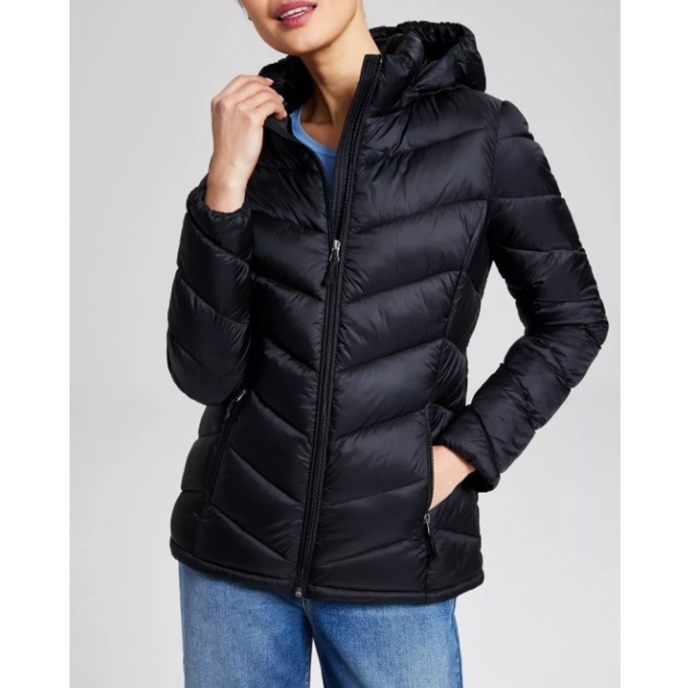 Charter Club Women's Black Packable Hooded Puffer Coat Jacket Size 2X NWT
